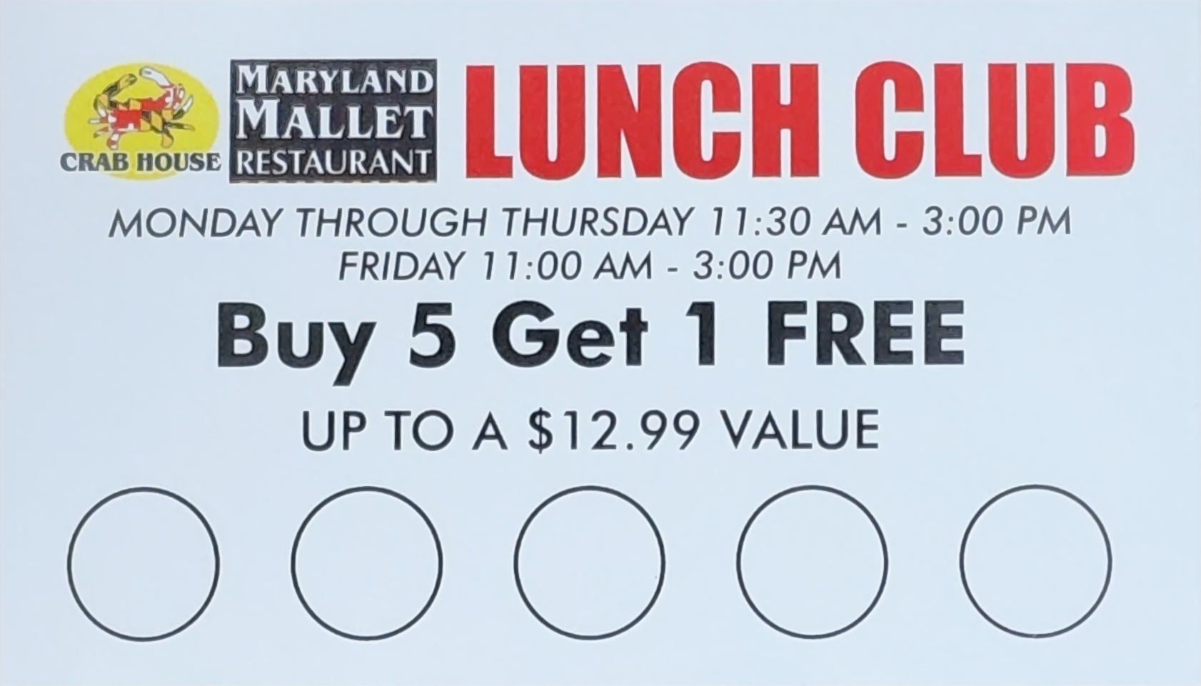 Maryland Mallet Lunch Card 2022